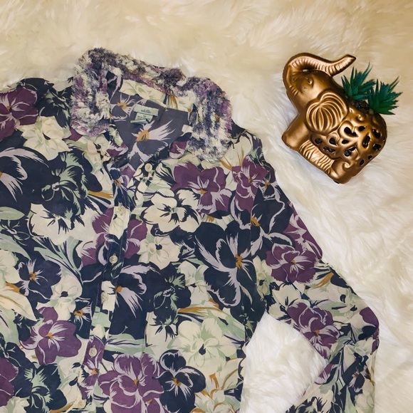 Odille Anthropologie floral button down blouse - Picture 9 of 14